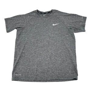 Nike Swim Mens Heather‎ Gray Dri-Fit UPF 40+ Short Sleeve Performance Shirt M